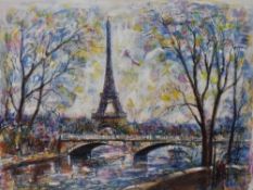 20th Century French School, mixed media, 'Paris', signed and dated '90 to the lower right, framed