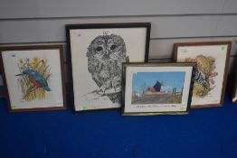 After Hilary Whyard (20th Century), monochrome print, 'Tawny Owl', framed and under glass, measuring