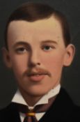 19th Century School, oil painting, A half length portrait of a young, seated gentleman with