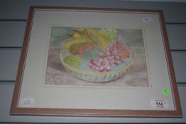 Judi Bloomer (20th Century), watercolour, Two still life paintings depicting fruit, initialled to