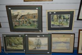 19th/20th Century School, an assorted group of framed watercolour paintings, to comprise a river
