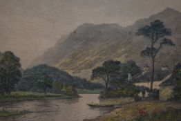 20th Century School, coloured print, An attractive landscape depicting a stone arched bridge