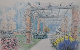 After M.Marten (20th Century), coloured print, 'Incantesimo', An Italianate garden scene, signed