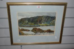 An attractive 20th century Cornish coastal scene watercolour, unsigned, artist unknown, within a