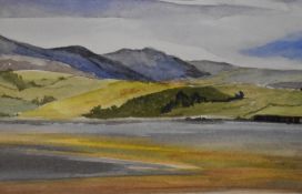 H.Knight (20th Century), watercolour, A reservoir and dam, signed to the lower right, framed,