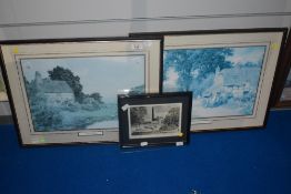 After Edward W. Waite (1878-1927, British), coloured print, 'Scammel's Farm', framed, mounted, and