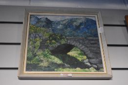 *Local Interest - Lou Dobson (20th Century), oil on board, Birks Bridge, Lake District, framed,