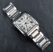 A Cartier Tank Anglaise automatic wrist watch model: 3511, no:127125TX having Roman numeral dial and