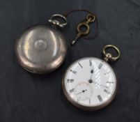 An I. Hart & Co. Victorian silver key wound full hunter pocket watch, the white dial with Roman