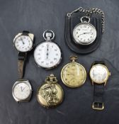 A small selection of pocket and wrist watches including an Ingersoll automatic, a Mondia Skystar