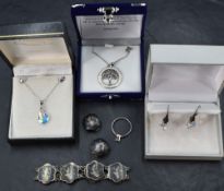 A small selection of silver and white metal jewellery stamped 925/silver including Tree of Life