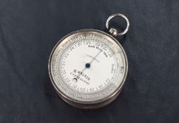 A vintage silver cased Barometer/Altimeter for a mountaineer or Balloonist signed B Walker