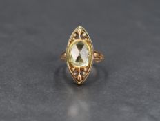 A Victorian briolette cut diamond soitaire ring, approx 1.5ct in a collared sealed back setting