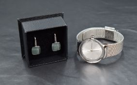 A lady's Skagen quartz wrist watch model SKW2715 having a diamante dot dial on a silver face in a
