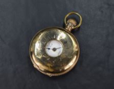 A yellow metal Lever Brothers Limited, New York half hunter pocket watch, the white dial with