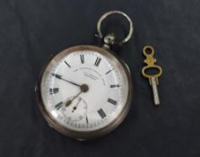 An Edwardian silver J. G Graves open face pocket watch, the white dial with Roman numerals and
