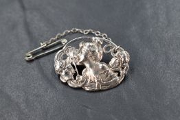 An early 20th century white metal Art Nouveau brooch stamped FIX en verso, so presumed Savard FIX