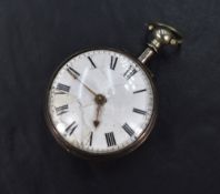 A Georgian silver verge pocket watch, movement signed William Turner no: 9221 having Roman numeral