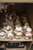 A Royal Albert 'Old Country Roses' part tea service comprising of teapot, milk jug, sugar bowls