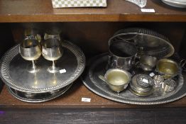 A selection of plated ware including goblets, trays, napkin rings and serving trays ect.