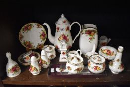 A collection of Royal Albert Old Country Roses patterned tableware and trinkets, to include a coffee