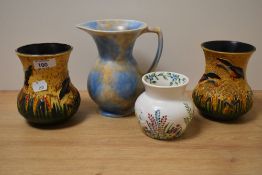 Two early 20th Century Sylvac Shaw & Copestake duckware vases, the largest measures 14cm high, an