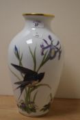 A late 20th Century Franklin porcelain vase, 'The Meadowland Bird Vase', a limited edition by