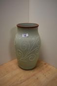 A large Denby green swirl vase 30cm approx.