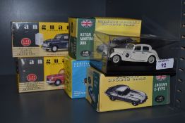 Eight boxed scale diecast model vehicles by Vanguards, Corgi, and Atlas Editions, to include a