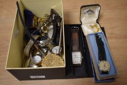 An assortment of costume jewellery including wristwatches such as Rotary, mother-of-pearl