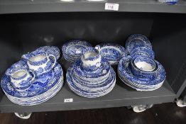 A quantity of Copeland Spode Italian pattern blue and white tableware, to include dinner plates,