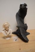 A 20th Century resin sculpture of an eagle head, signed Tom Mackie (b.1939) to the rear, measuring