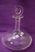 A 20th Century Baccarat glass ship's decanter with bullseye stopper, having etched maker's mark to