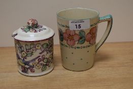 An early 20th Century lustre glazed preserve pot, designed in the manner of Ann MacBeth (1875-