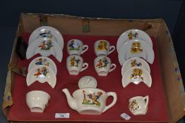 An early 20th Century children's teaset depicting characters from Jack and Jill