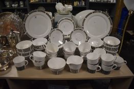A Royal Osborne 'Caprice' part dinner service having black and grey stylised design (65 pieces