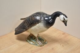 A Beswick pottery Barnacle Goose study, number 1052, designed by Arthur Gredington in dark grey-blue