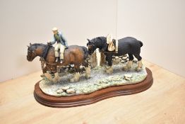 A 1980's Border Fine Arts agricultural group 'Coming Home' two heavy working horses, number JH9A,