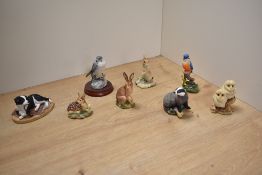 A collection of eight small Border Fine Arts animal and bird studies, comprising Symbol of Loyalty