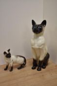 A Beswick Pottery Fireside Siamese cat study, modelled seated, number 2139, 35cm and sold along with