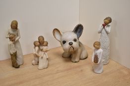A Bourne Denby 'Byngo' dog figure, of traditional design with buff glaze with colour runs, printed