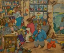 After Margaret Ross (20th Century), print backed onto board, A scene relating to Beatrix Potter's