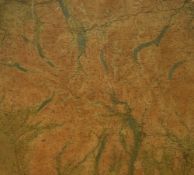 20th Century, print on canvas, Bartholomew's One Inch Map of the Lake District, mounted on wooden