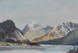 *Local Interest - Edwin Grieg Hall (1929-2017, British), watercolour, Ennerdale Water, signed to the