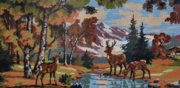 20th Century, needleworks, Three Country Sporting related illustrations of gundogs, huntsmen, and