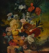 19th/20th Century School, oil on panel, An attractive still life arrangement depicting a vase of