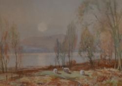Tom Campbell (20th Century, British), watercolours, Four Scottish loch scenes - Loch Ard, Loch
