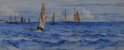 Frederick Nash RWS (1782-1856, British), watercolour, 'Off Beachy Head', maritime interest,