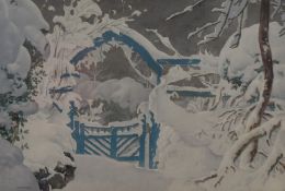 Alexander Mason Trotter (1891-1946, British), watercolour and gouache, A winter landscape with