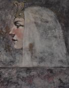 After Maxfield Parrish (1870-1966, American), coloured prints, Two Egyptian design illustrations -